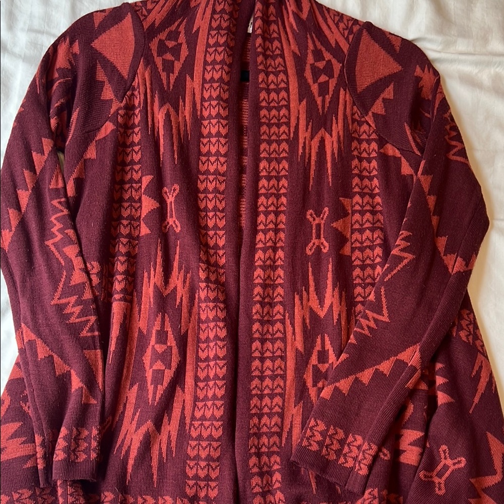 8. Burgundy Shrug with Waterfall Front